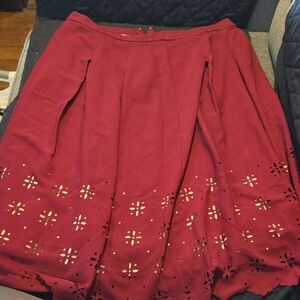 Cato Burgundy A-Line Skirt with Cut-Out Design